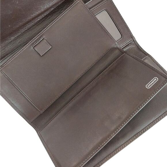 NWOT! COACH! STUNNING ESPRESSO BROWN GENUINE LEATHER, CONTRAST STITCHED WALLET! - Picture 10 of 14